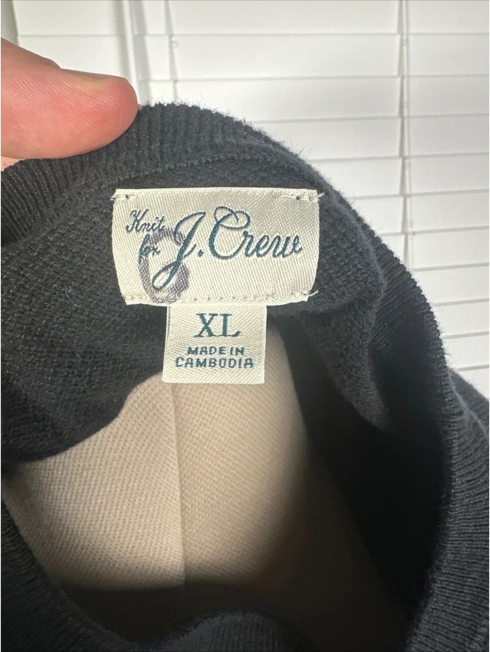 J.Crew Textured Knit Crewneck Sweater XL Black 100% Cotton